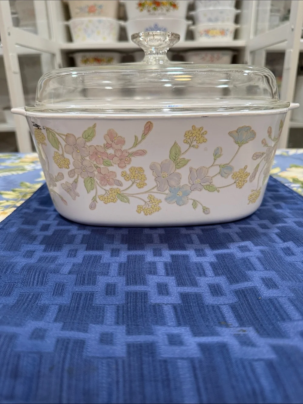 Corningware A-5-B Five Liter White Covered Casserole with Pastel Bouquet